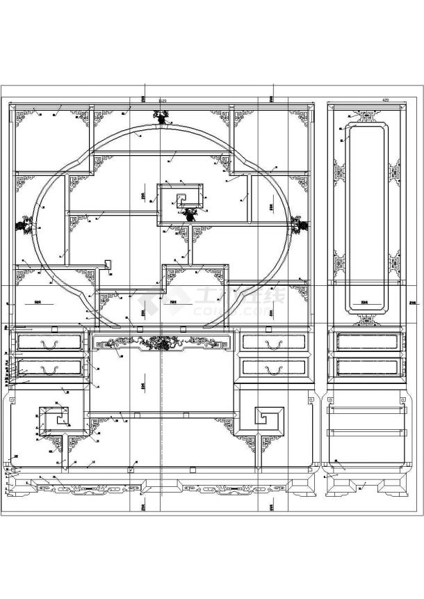  某梅花型博古架CAD构造完整节点设计图-图二