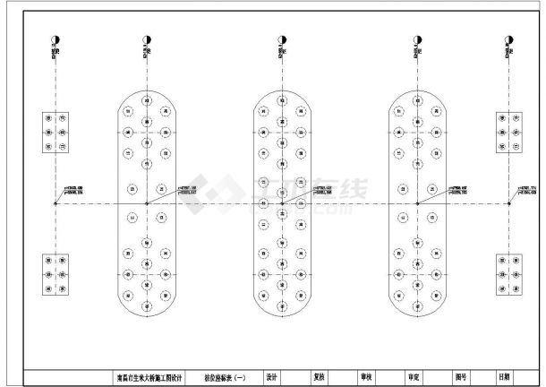 某生米大桥图纸75+2X228+75钢管拱桩位座标图CAD节点设计图-图一