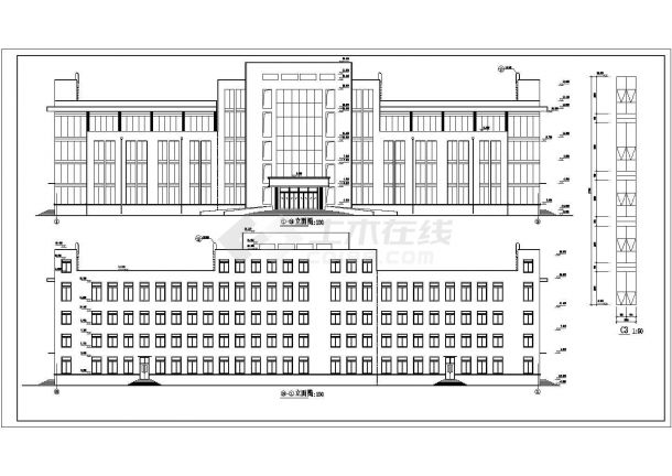 大型办公楼建筑施工设计CAD参考图-图一
