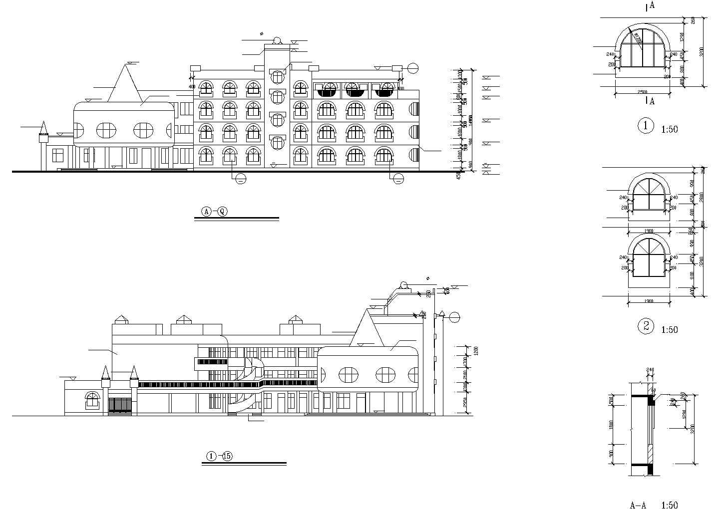 石家庄某附属幼儿园200平米3层混合结构教学楼平立剖面设计CAD图纸