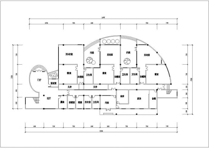 上海某大学附属幼儿园某3层框架教学楼平立剖面设计CAD图纸_图1