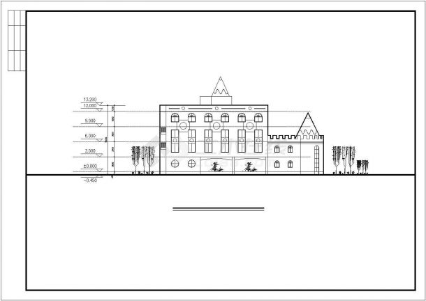 常州武进区某私立幼儿园4层框架结构教学楼平立剖面设计CAD图纸-图一