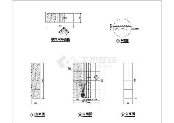 某市陶瓷专卖店室内设计cad施工图纸-图一