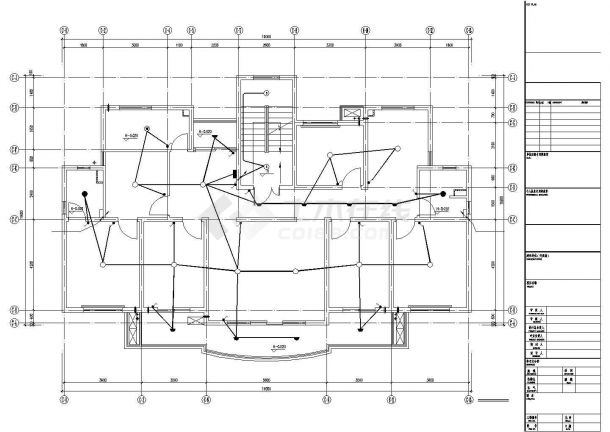 多层别墅电气照明设计CAD布置图-图二