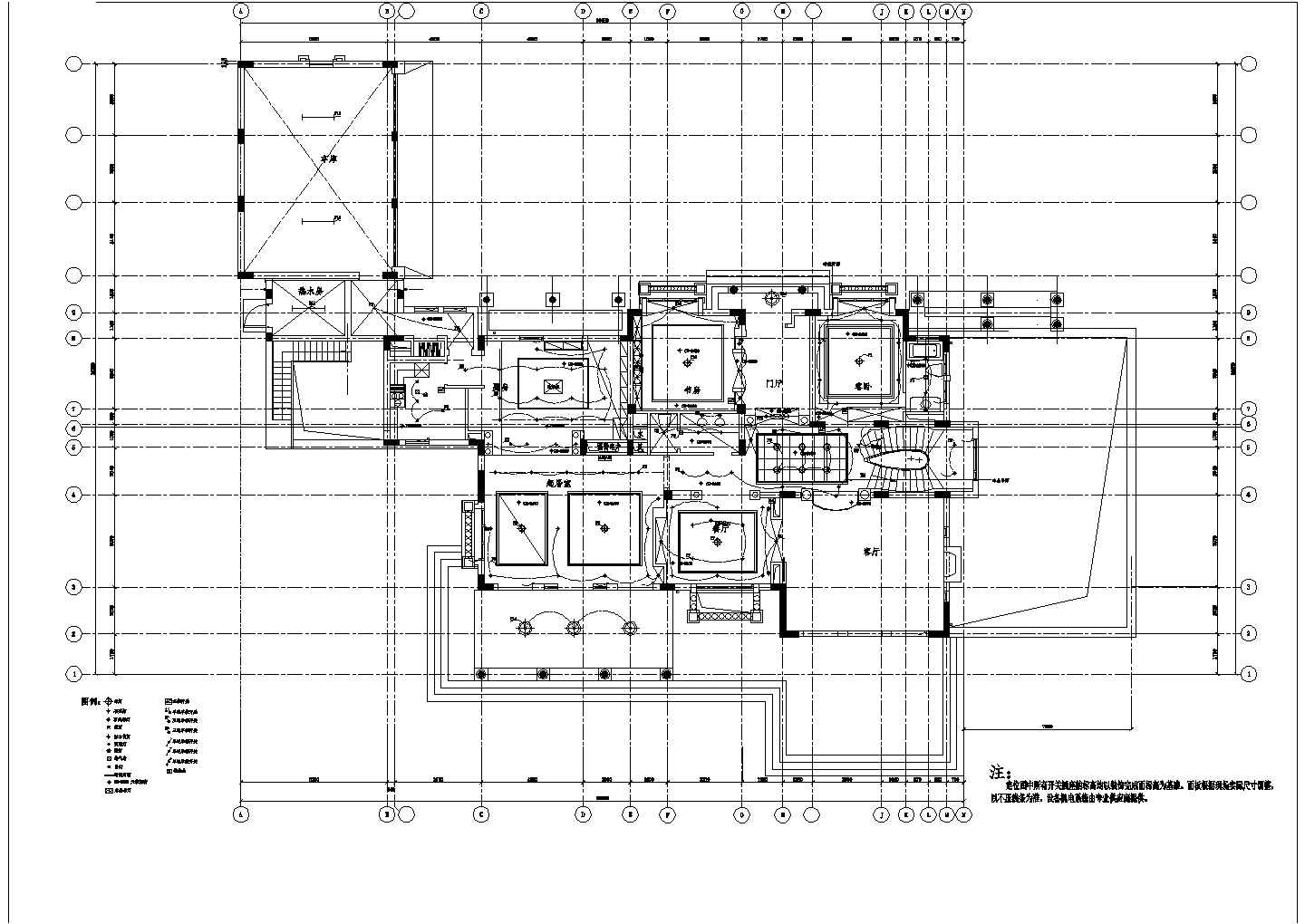 某小区高档多层别墅电气施工CAD图