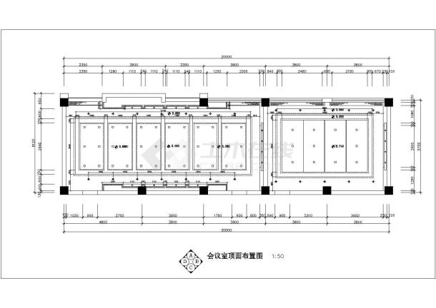 常州市某公司内部250平米会议室全套施工设计CAD图纸-图二