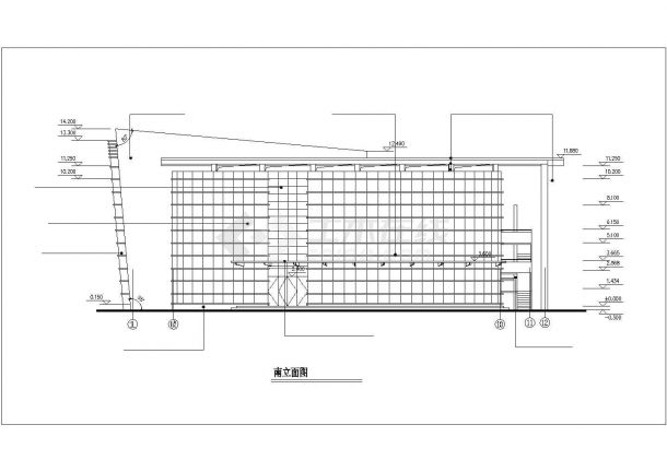 某小区570平米2层框架结构社区休闲会馆建筑+结构设计CAD图纸-图二