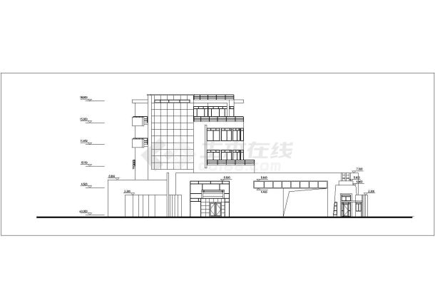 苏州市观前街某2100平米五层框架结构商务会所平立剖面设计CAD图纸-图二