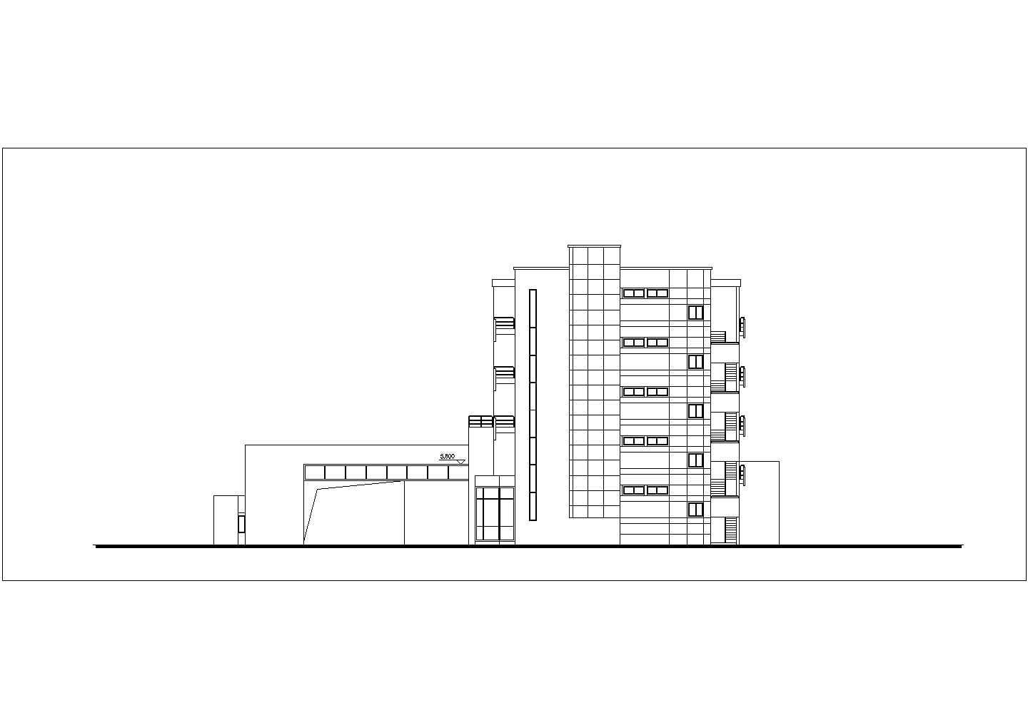 苏州市观前街某2100平米五层框架结构商务会所平立剖面设计CAD图纸