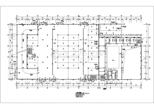 某汽车4S店8900平米3层框架结构展厅+维修车间建筑设计CAD图纸-图二