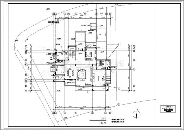 锦州市某居住区580平米2层高档豪华别墅全套平面设计CAD图纸-图二