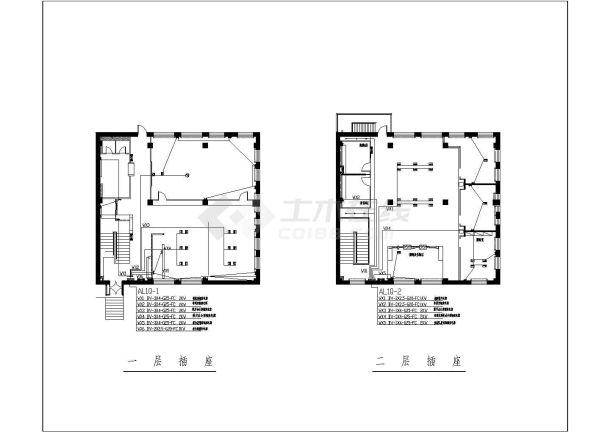 某二层办公楼电气CAD设计详细完整图-图二