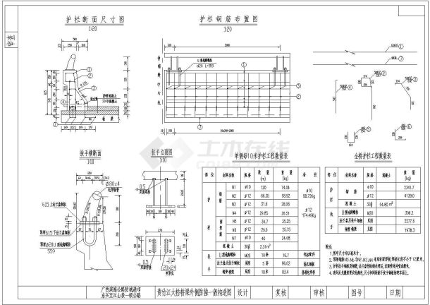 某江大桥118.6米箱形拱护栏CAD构造全套节点图-图一