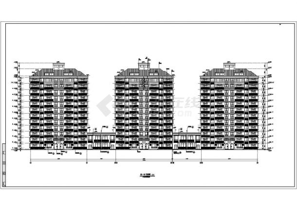 住宅设计_某地区大型高层住宅立面CAD图-图一