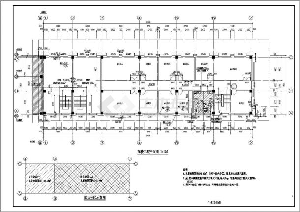 1950平米3层框架结构现代风格商业综合楼建筑设计CAD图纸-图二