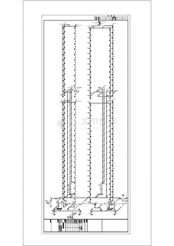 西安市曲江花园小区1.85万平米33层框架结构商住楼给排水设计CAD图纸-图一