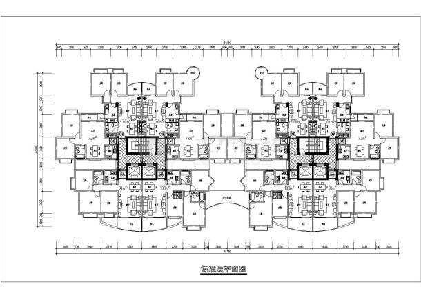 户型设计_某小区高层户型平面CAD图-图二