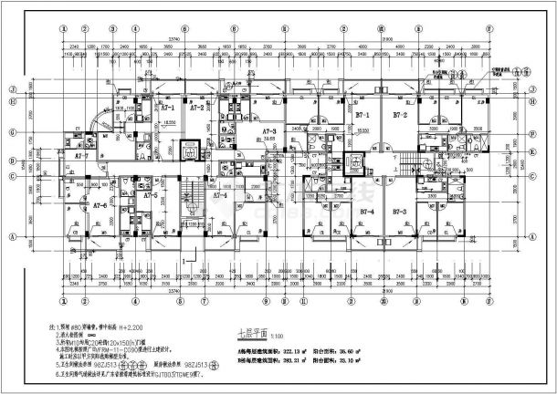 商住楼设计_某地区九层商住楼建筑规划CAD图-图二