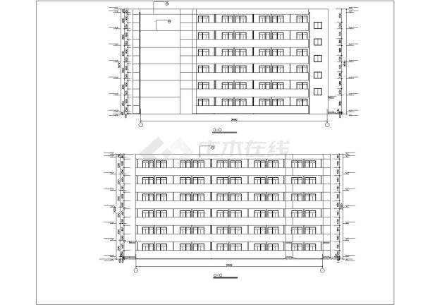 长75.8米 宽36米 6层9628平米电子厂砖混宿舍楼建筑施工图-图二