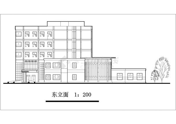 旅馆设计_高校五层旅馆设计方案CAD图-图一