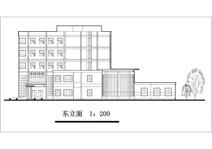 旅馆设计_高校五层旅馆设计方案CAD图_图1