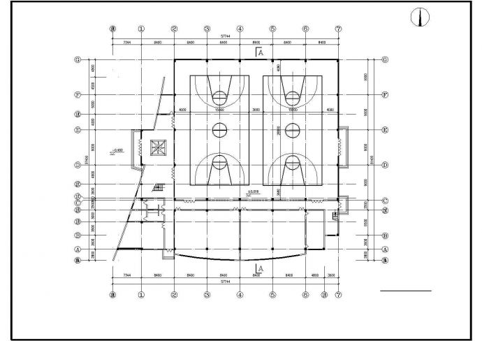 学校体育馆建筑方案CAD图（共5张）_图1