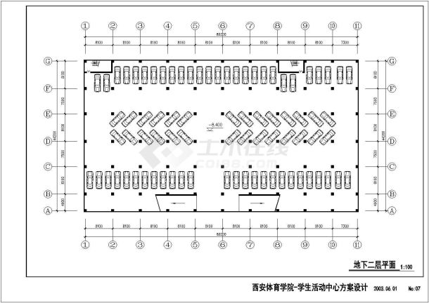 某学校活动中心建筑方案设计CAD图纸-图二