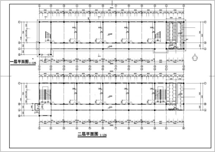 某中心小学建筑施工CAD图（共4张）_图1