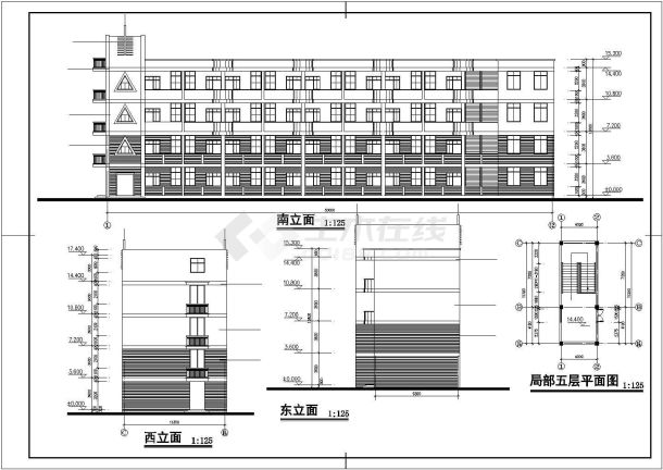 某中心小学建筑施工CAD图（共4张）-图二