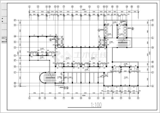 某中学高中教学楼建筑施工CAD图纸-图二
