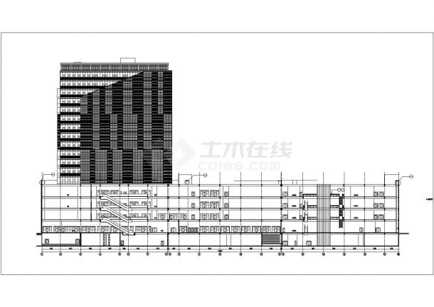广州某商业街1.7万平米17层框架结构商住楼平立剖面设计CAD图纸-图一