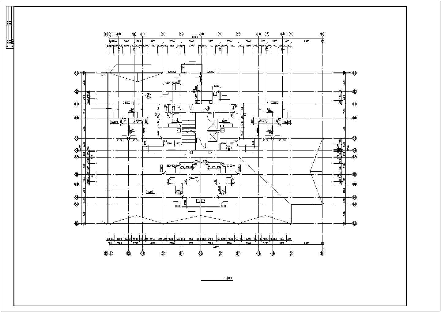 许昌市某小区1.4万平米27层框剪结构商住楼平立剖面设计CAD图纸