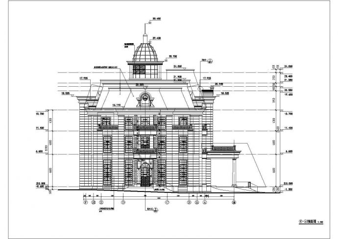 长春市某新建小区3600平米3层框架结构售楼中心全套建筑设计CAD图纸_图1