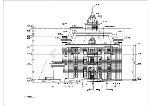 长春市某新建小区3600平米3层框架结构售楼中心全套建筑设计CAD图纸-图二