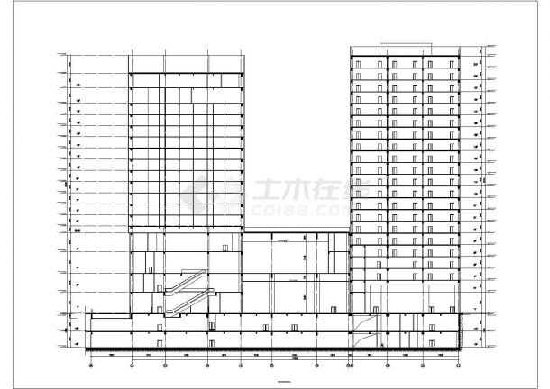 某大型21层框剪结构商住楼全套建筑设计CAD图纸（1-6层使用）-图一