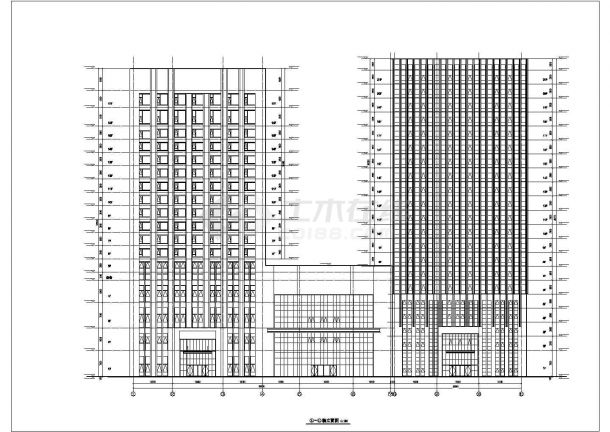 某大型21层框剪结构商住楼全套建筑设计CAD图纸（1-6层使用）-图二
