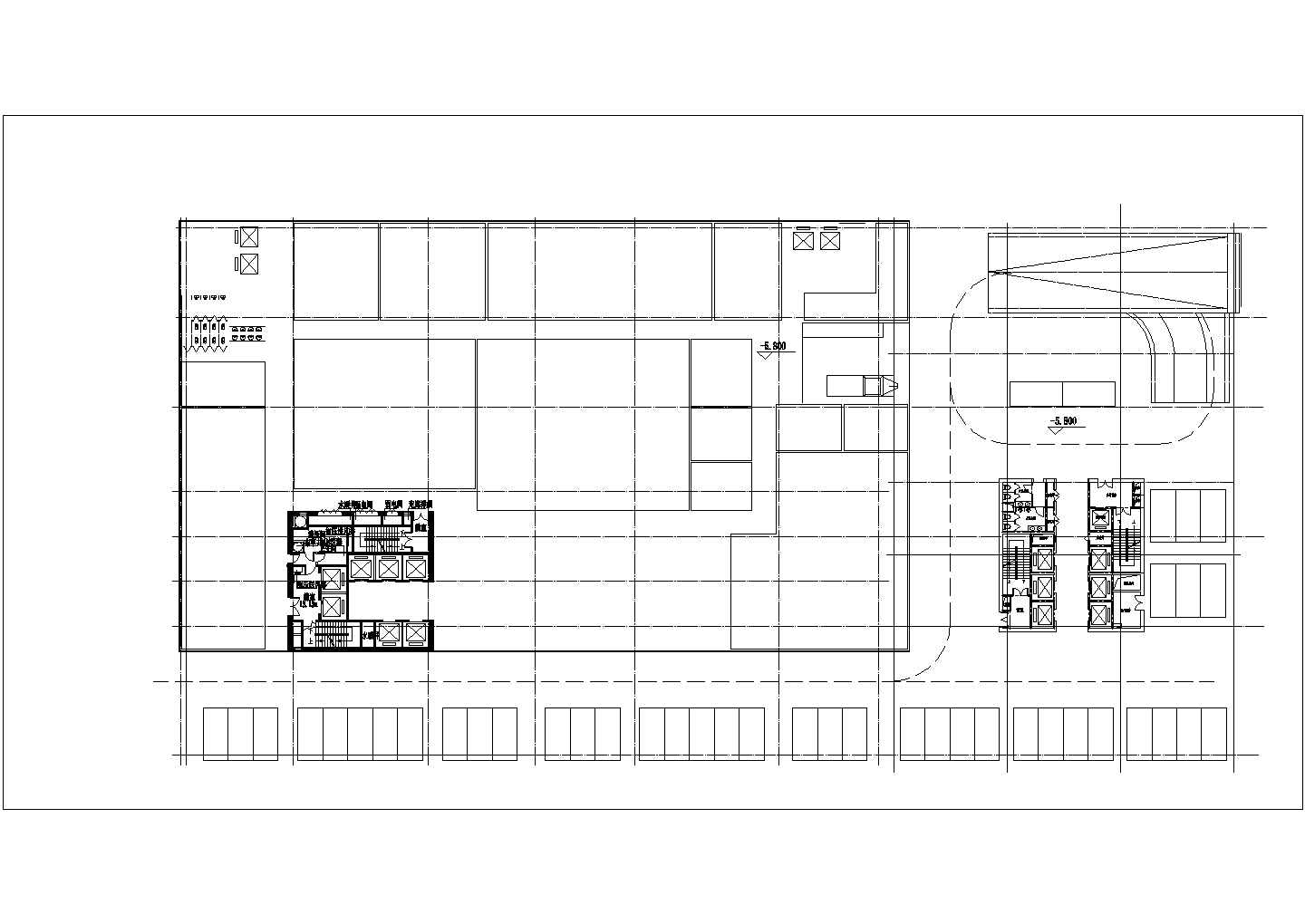 上海某3万平米21层框剪结构办公写字楼平立剖面设计CAD图纸