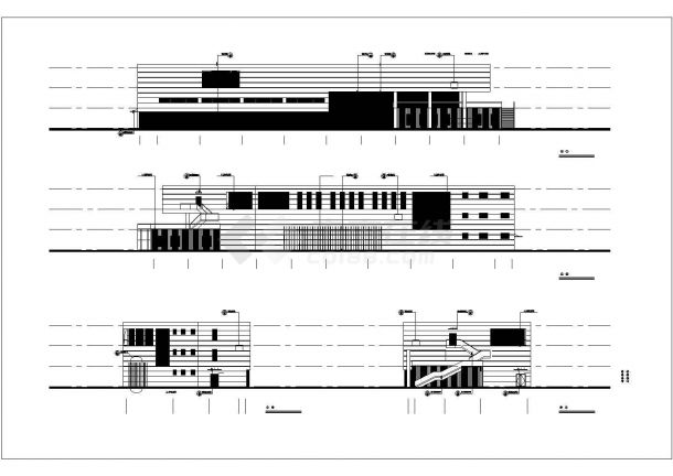 3300平米3层框架结构商业中心全套建筑设计CAD图纸-图一