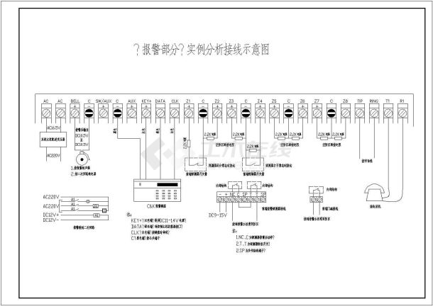 某报警主机接线图CAD详细设计-图一