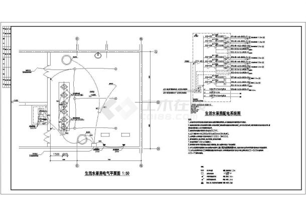 某消防生活泵房与水箱间系统CAD大样设计平面图-图二