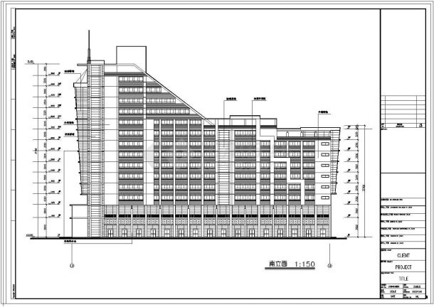 [嘉兴]某十四层商业办公楼建筑全套设计施工cad图纸(含总平面图)-图二