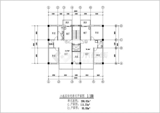 某市多套住宅楼户型结构施工图纸-图二