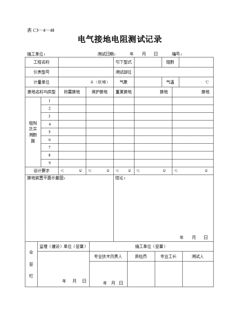 某电气接地电阻测试记录-图一