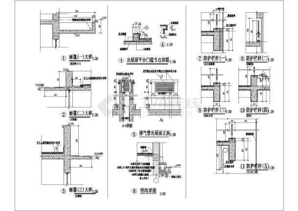 [上海]某6层办公楼建筑全套施工设计cad图纸(含门窗表)-图二
