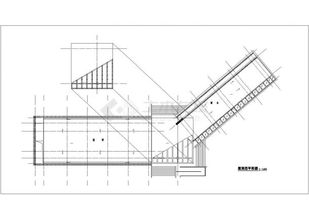 某新建楼盘1500平米2层框架结构售楼中心平立剖面设计CAD图纸-图一