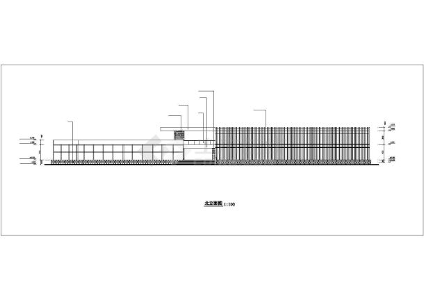 某新建楼盘1500平米2层框架结构售楼中心平立剖面设计CAD图纸-图二