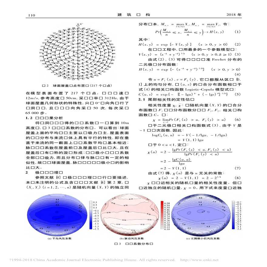 球面屋盖围护结构风压极值相关性与折减系数研究-图二