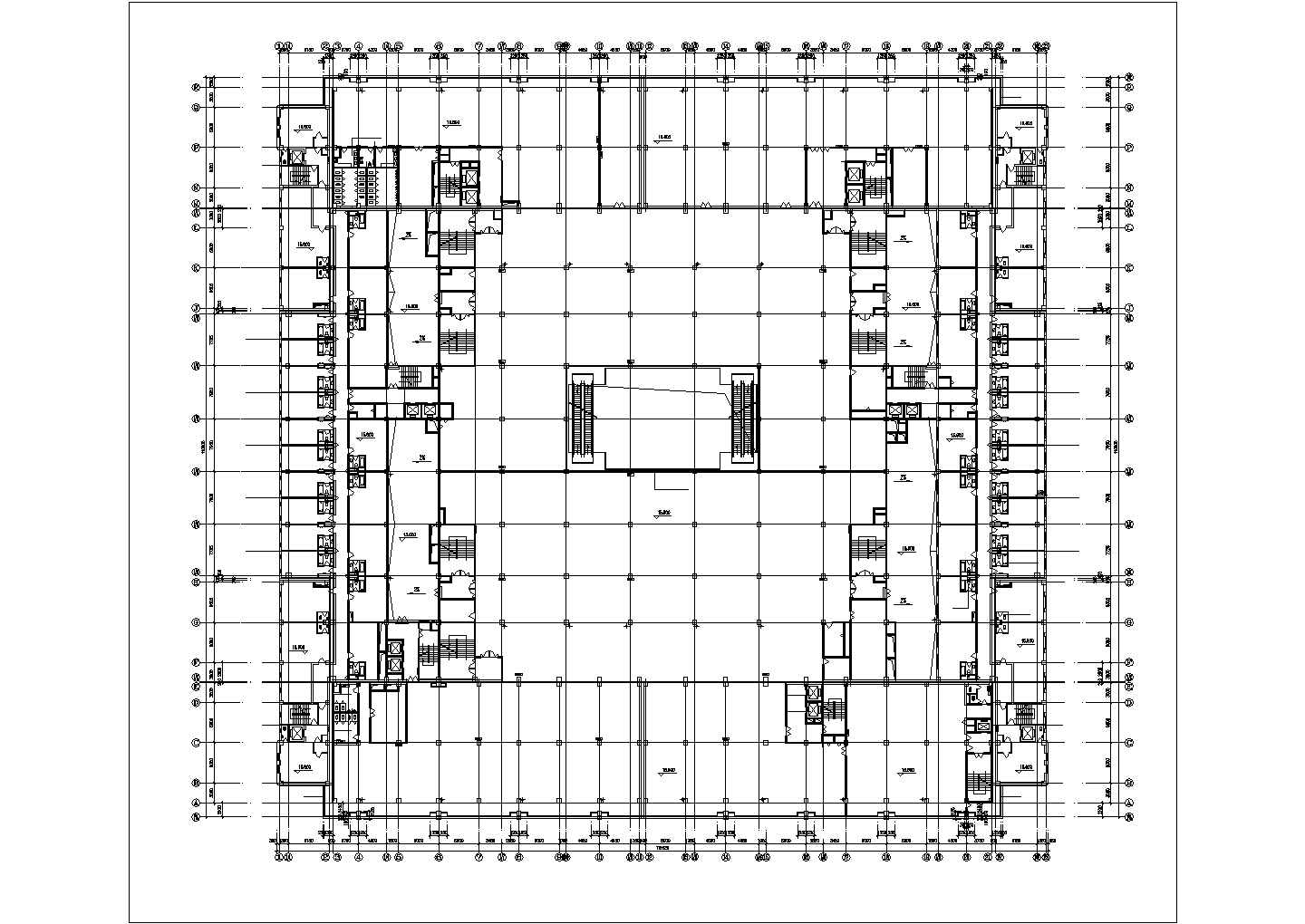 某大型6层框架结构大型百货超市平面设计CAD图纸（含地下1层）