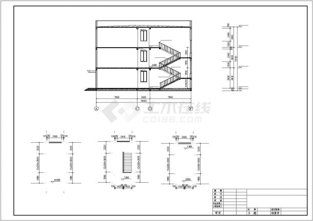 芜湖市某学校3900平米3层框架结构教学楼平立剖面设计CAD图纸-图二