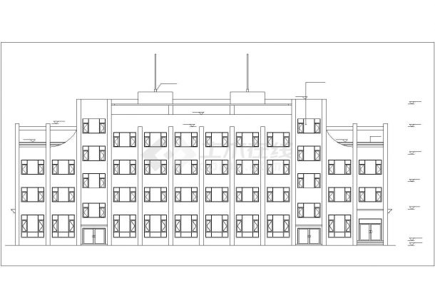 某公司2400平米左右4层框架结构办公楼全套建筑+结构设计CAD图纸-图二